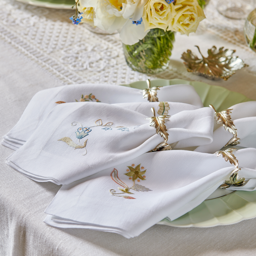 Bonadea Jacobean Flowers Dinner Napkin Style II - Set of 6