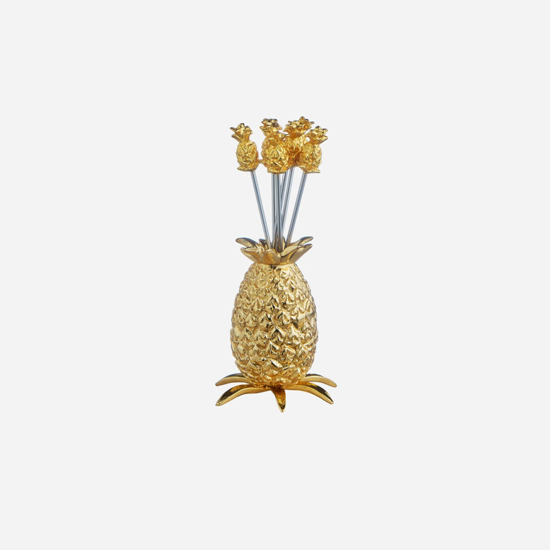 Pineapple Gold-Plated Cocktail Pick Holder