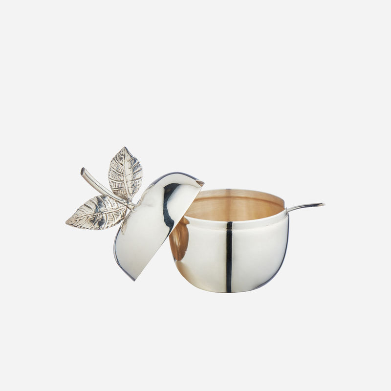 Antique Sterling Silver Apple Jar with Spoon