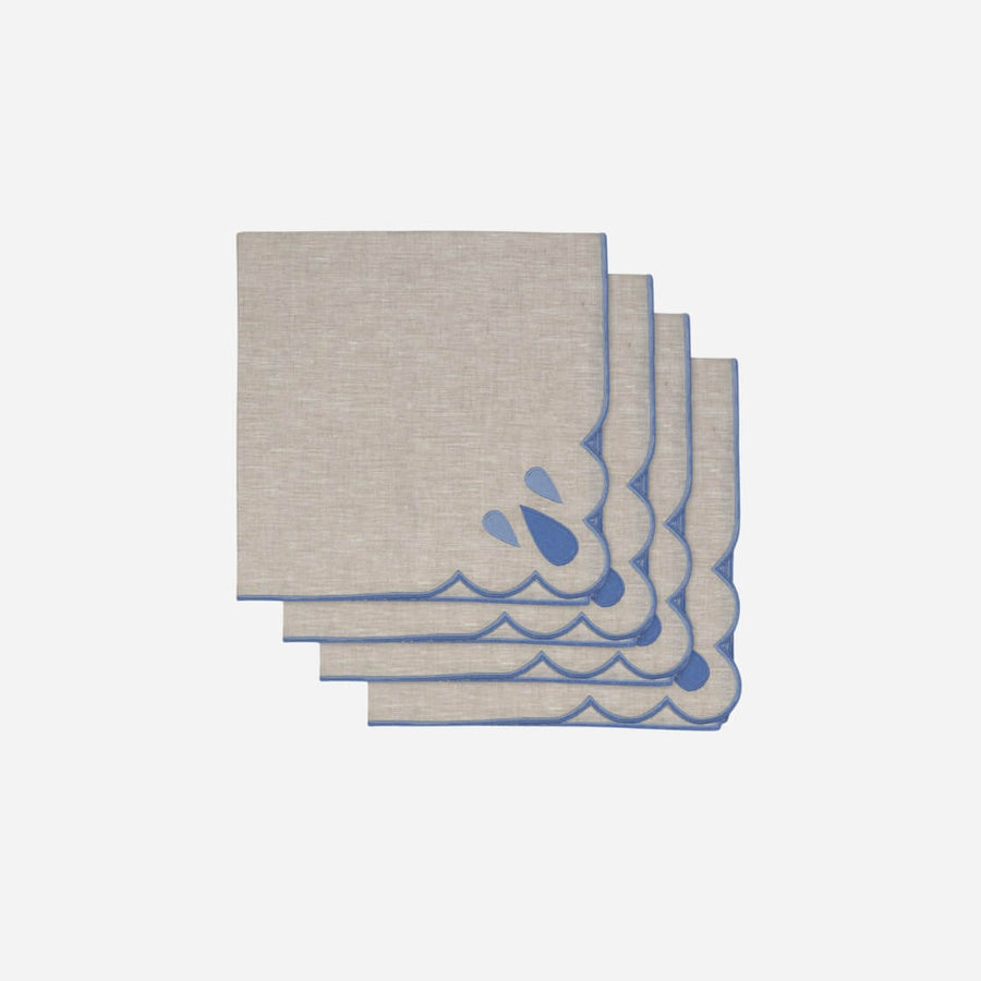 Los Encajeros Blue & Beige Drops Dinner Napkin - Set of 4
