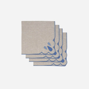 Blue & Beige Drops Dinner Napkin - Set of 4