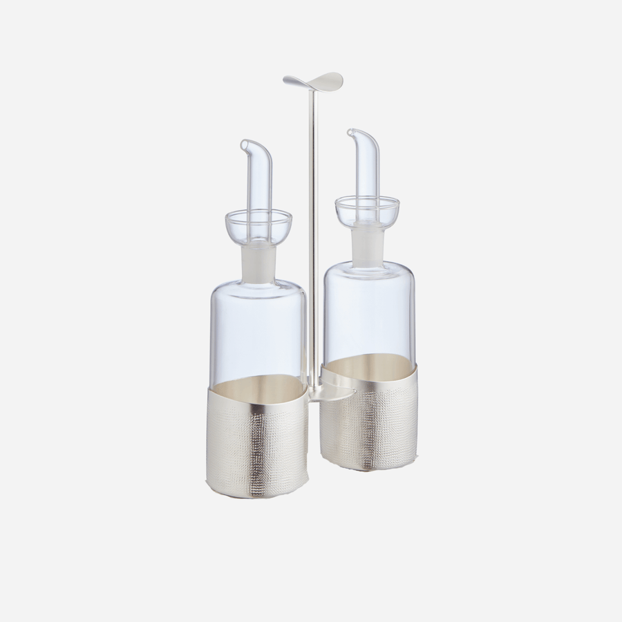 Zanetto Velvet Silver Plated Oil & Vinegar Holder Set