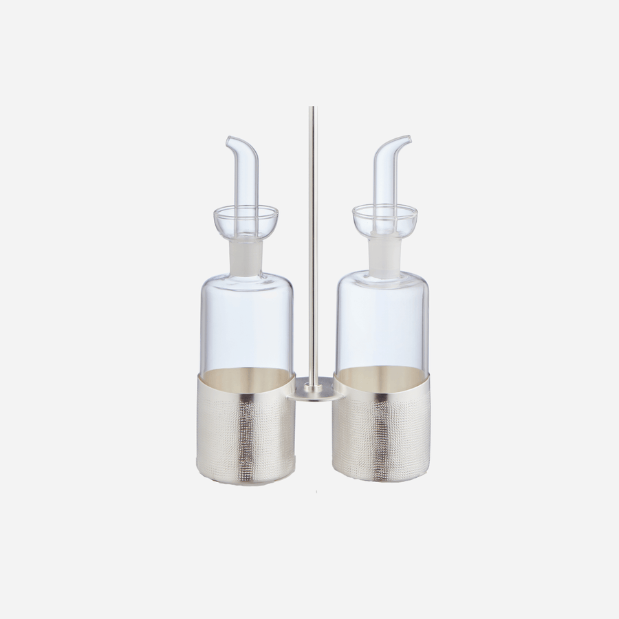 Zanetto Velvet Silver Plated Oil & Vinegar Holder Set