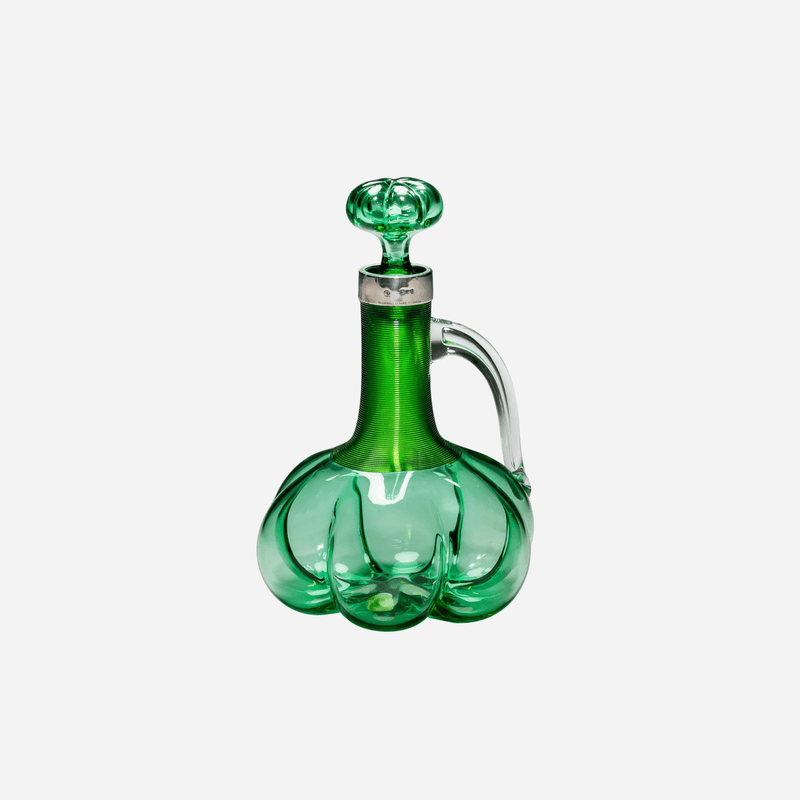 An Antique Green Claret Pumpkin Carafe