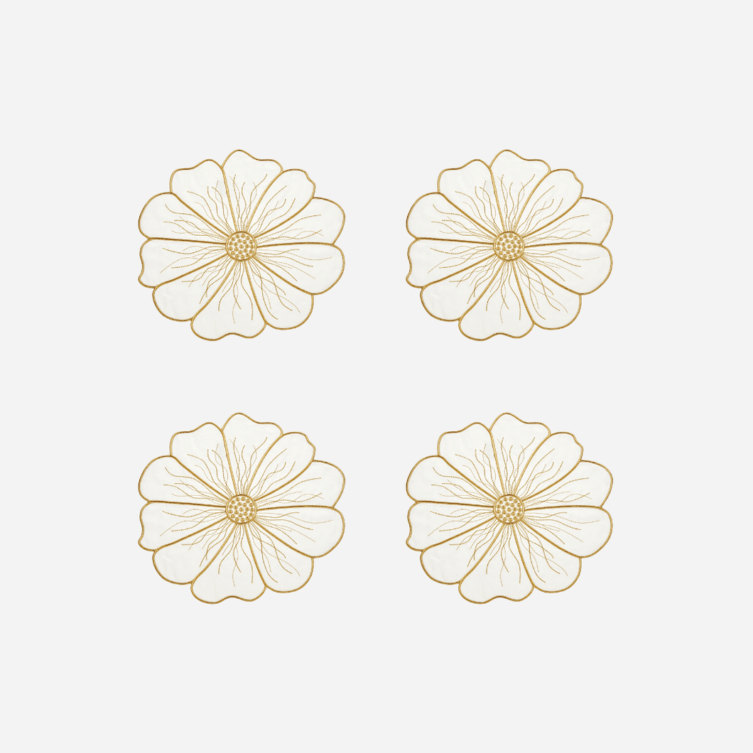 Anemone Coaster White & Gold - Set of 4