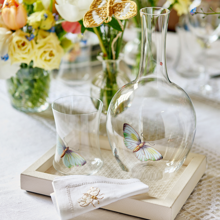 Lobmeyr Hand-painted Butterfly Low Tumbler - 2 Butterflies