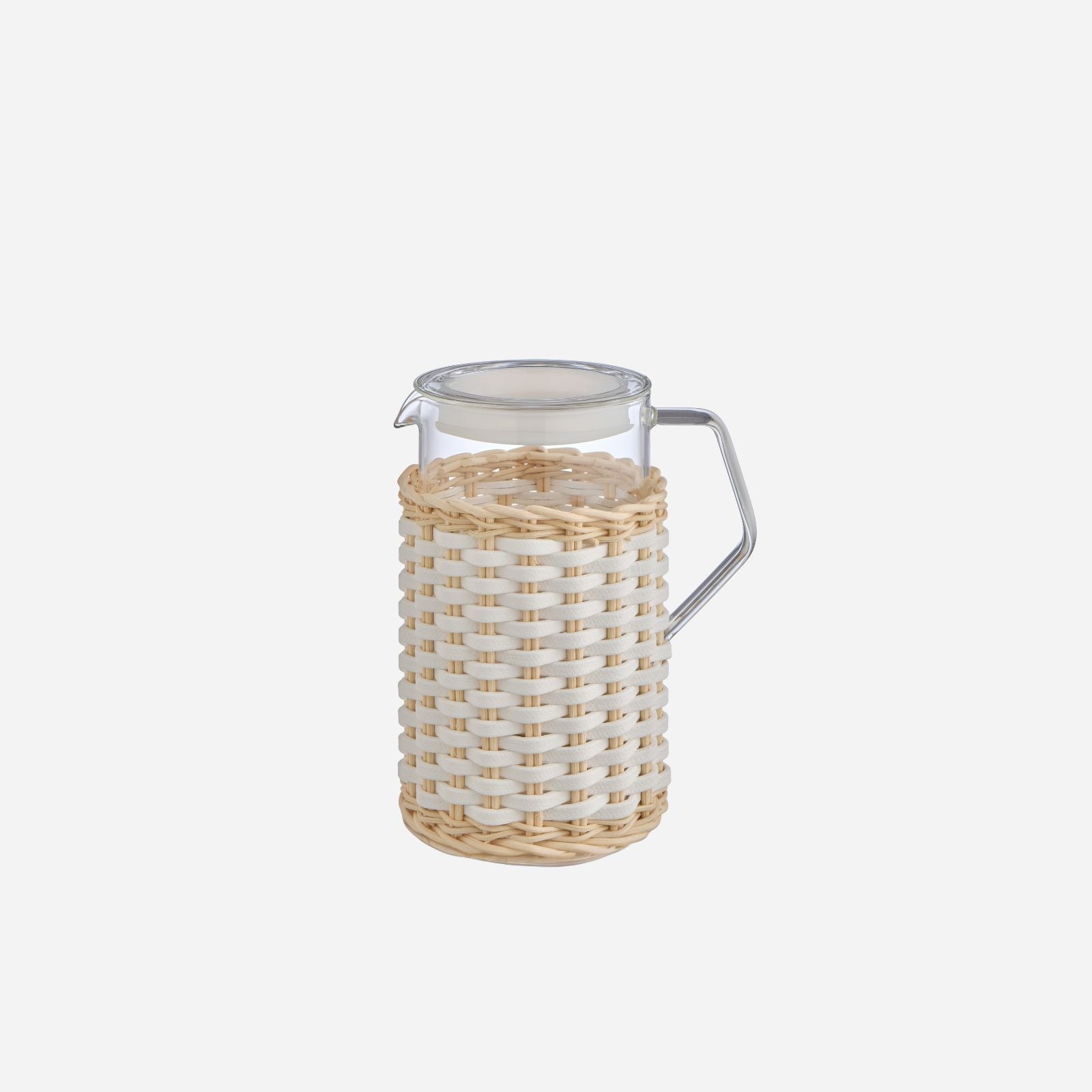 Marseille Leather & Rattan Glass White Pitcher - 0.75L