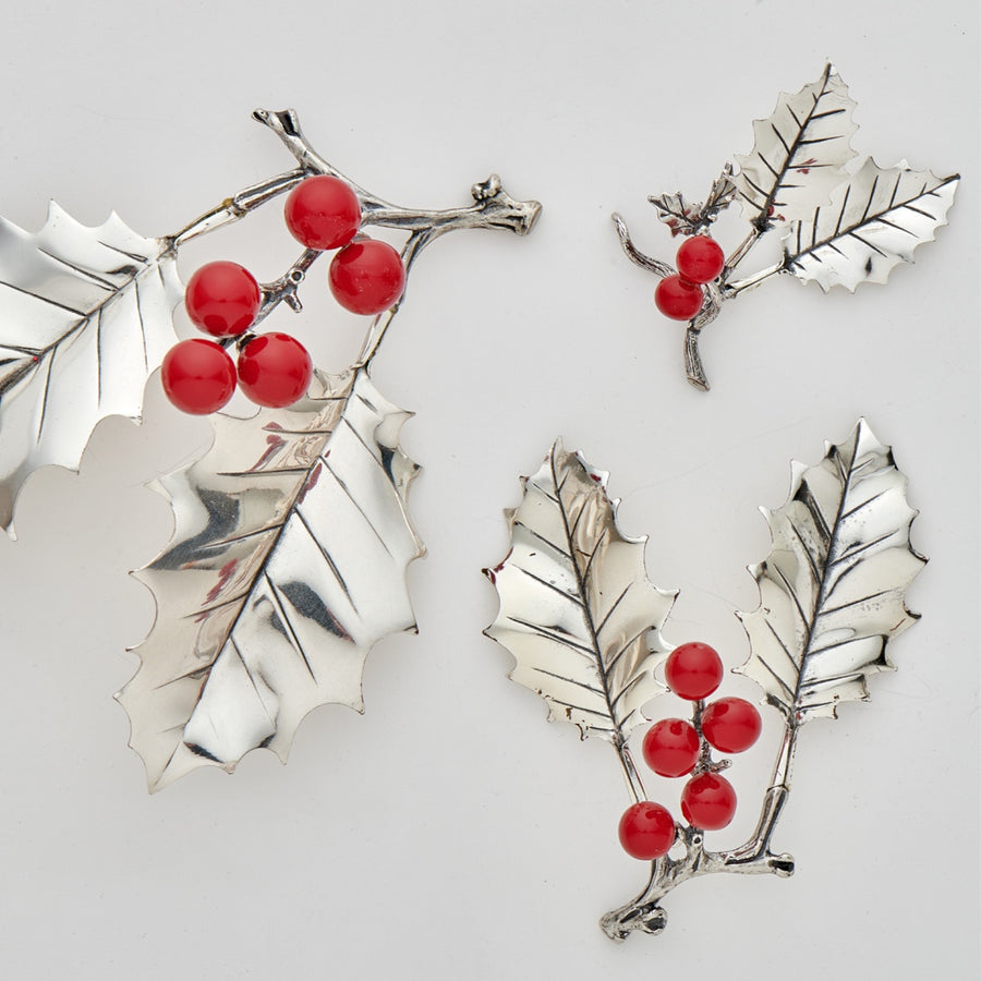 Bonadea Holly Leaves in Sterling Silver Medium