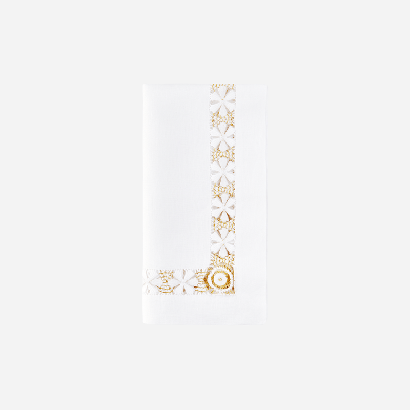 Margarita Hemstitch Gold Dinner Napkin