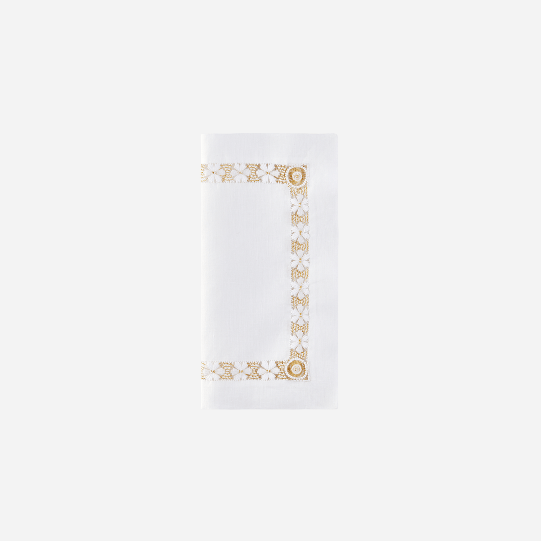Margarita Hemstitch Gold Tea Napkin