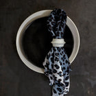 Leopard Blue Linen Sateen Napkins - Set of 4