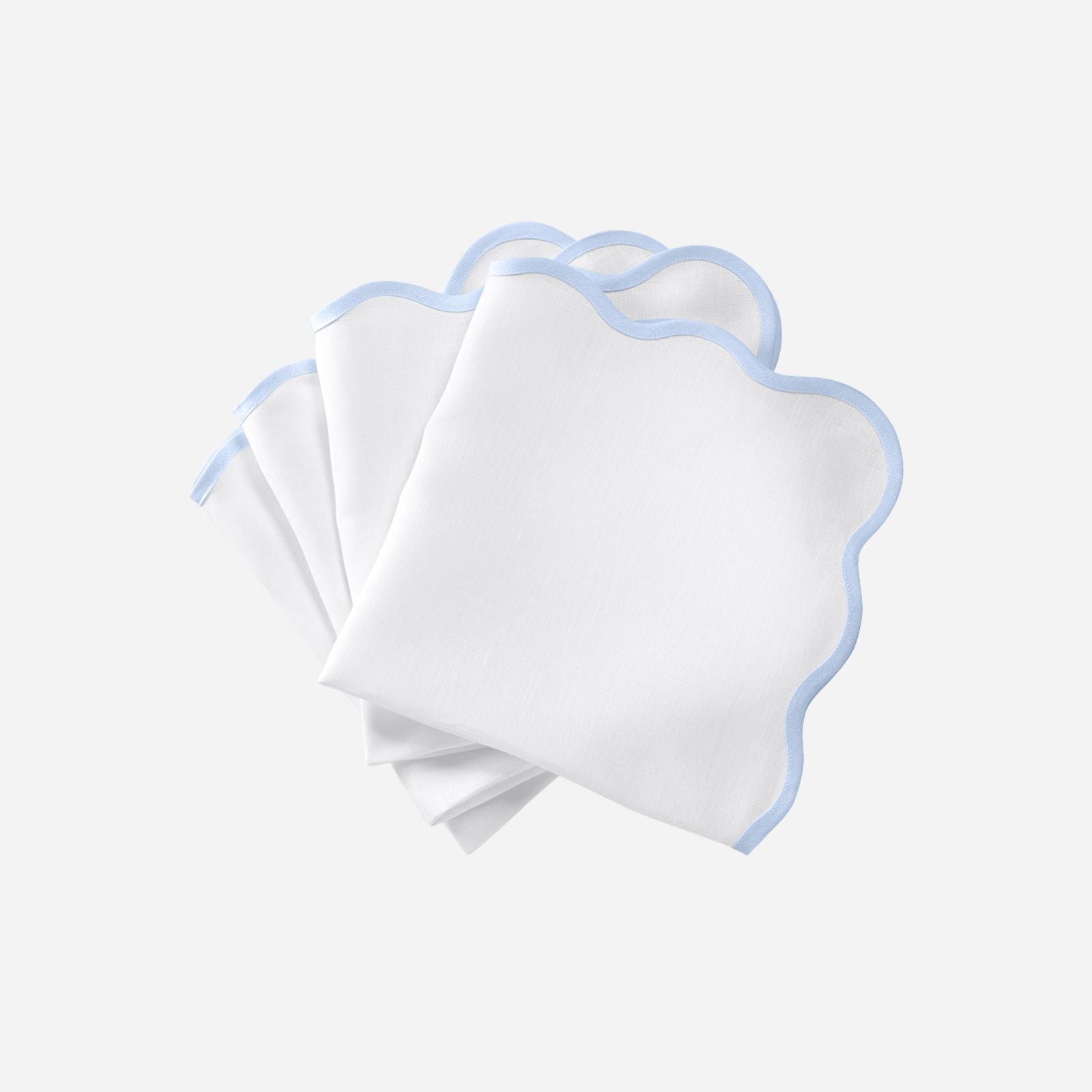 Set of Four Ice Blue Scallop Napkins