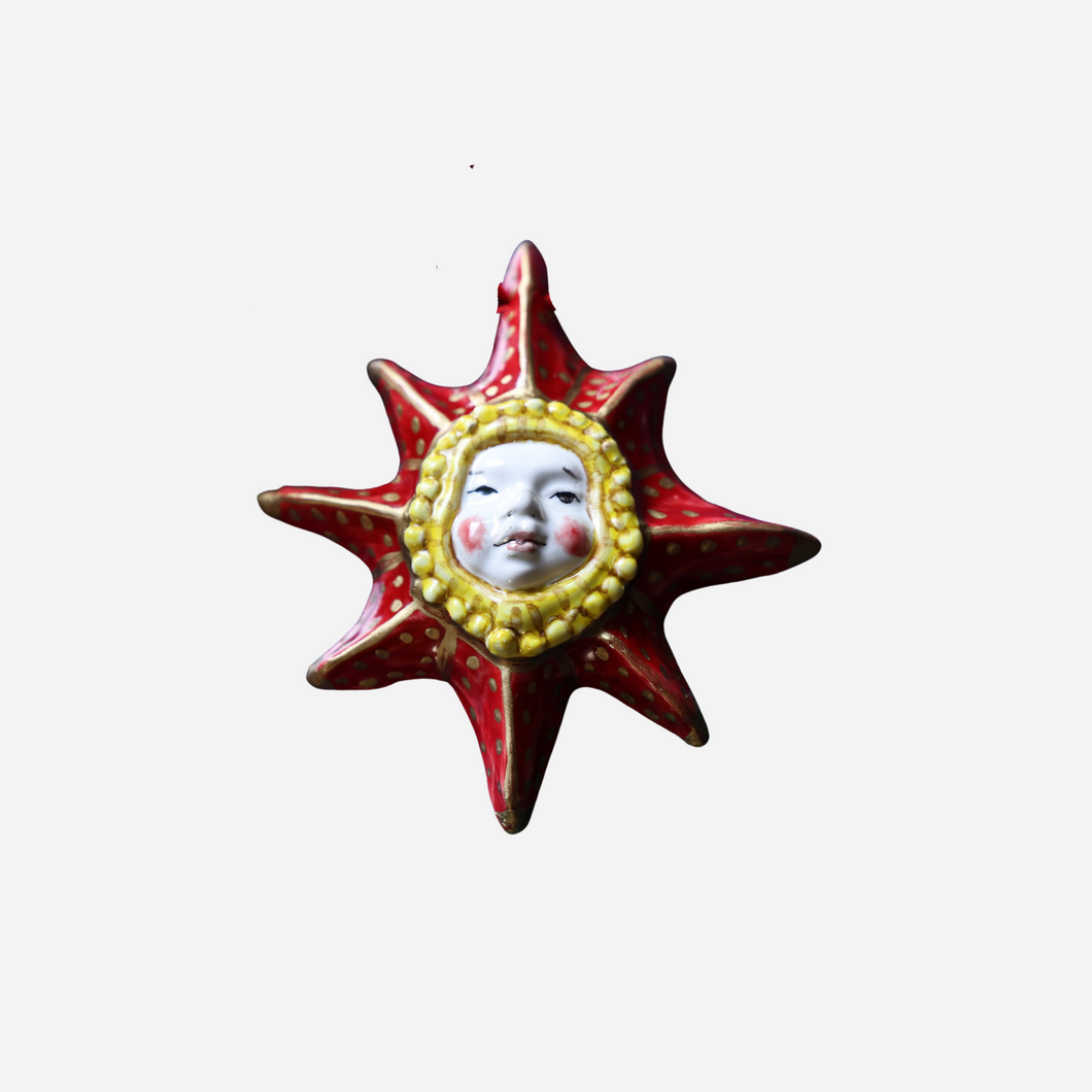 Hand-Painted Ceramic Sun Ornament