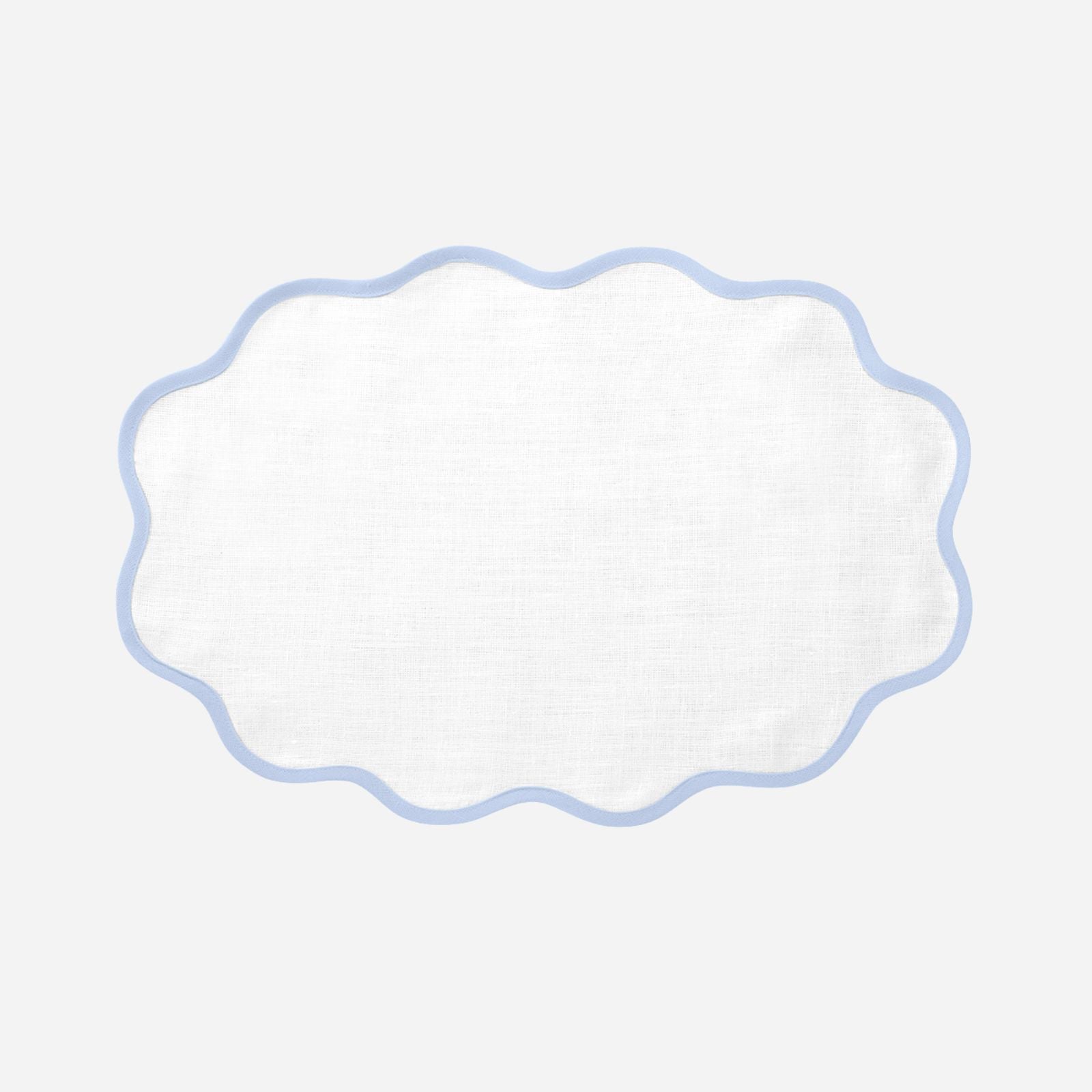 Set of Four Ice Blue Scallop Placemats