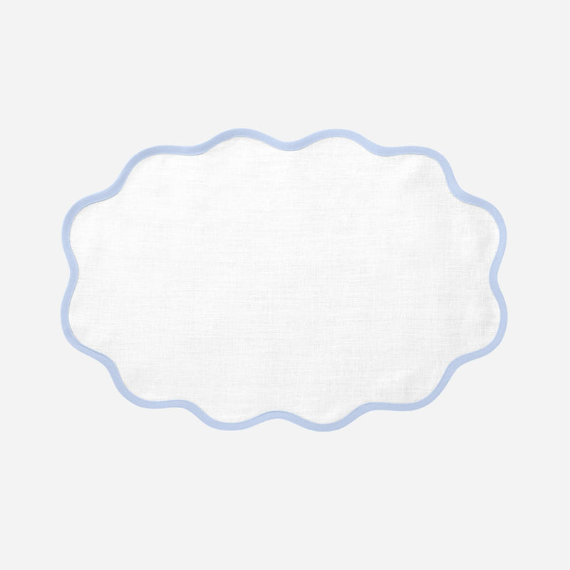 Set of Four Ice Blue Scallop Placemats