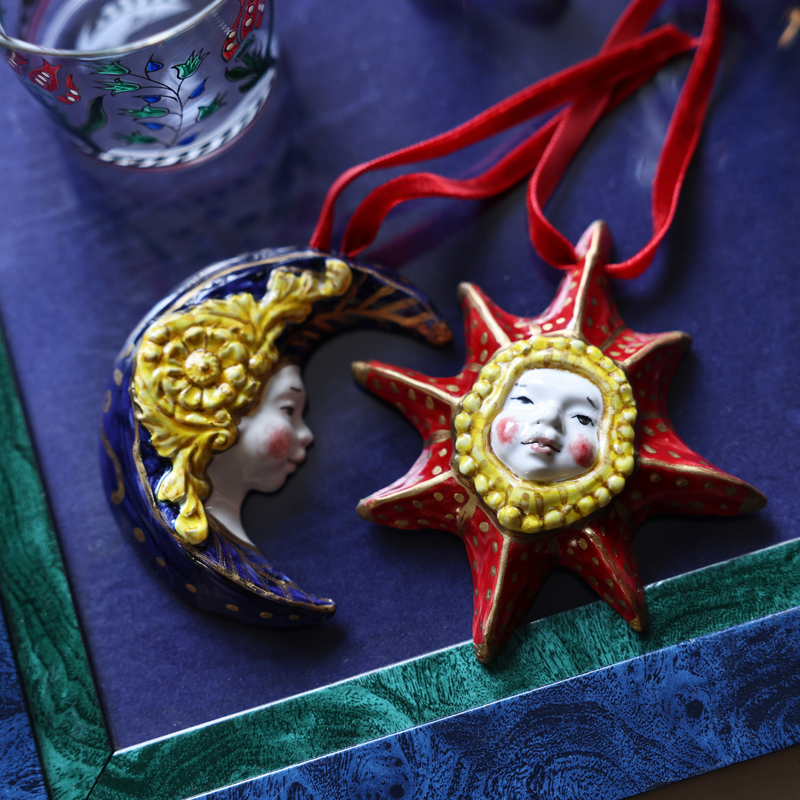 Hand-Painted Ceramic Sun Ornament