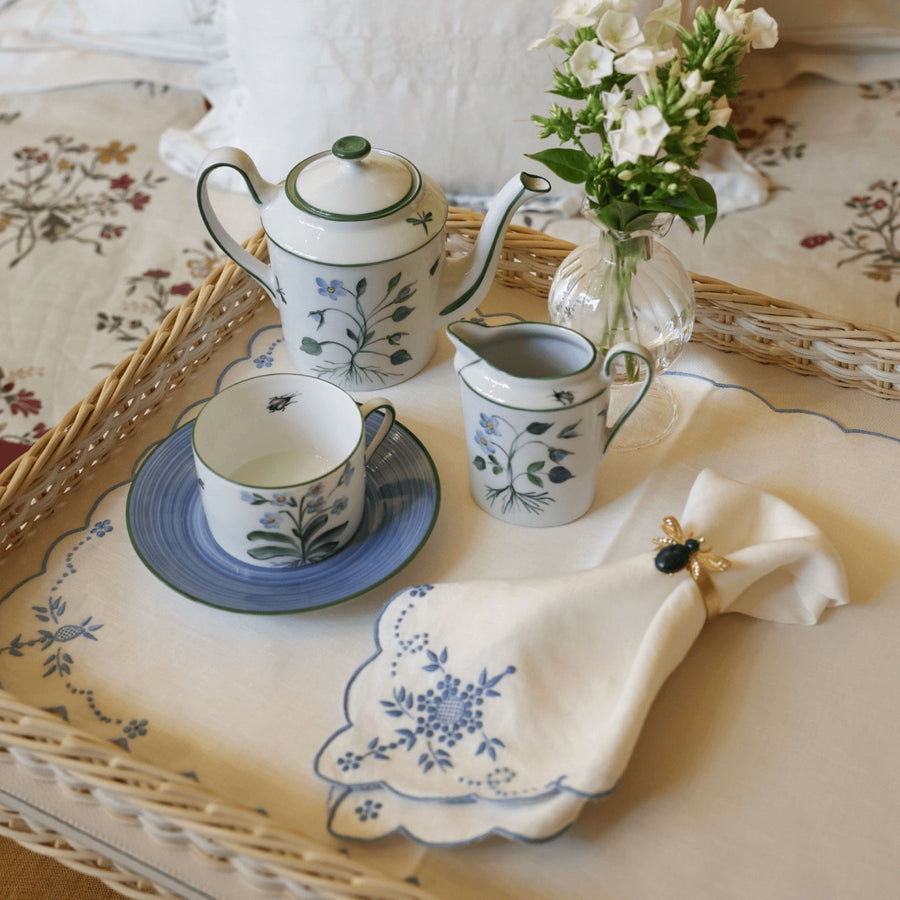 Bonadea Blue Thistle Scalloped Napkin