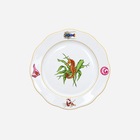 Herend Bermuda Fishes porcelain dinner plate with orange seahorse, green seaweed and hand-painted shell motifs