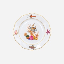 Herend Bermuda Fishes porcelain dinner plate with striped fish, coral reef, starfish and turtle motifs