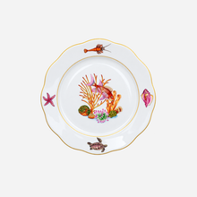 Herend Bermuda Fishes porcelain dinner plate with red tropical fish, colourful coral, starfish and shell motifs