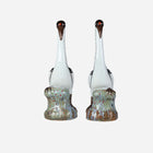 A Pair of Famille Rose Porcelain Cranes