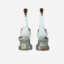 A Pair of Famille Rose Porcelain Cranes