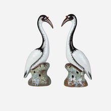 A Pair of Famille Rose Porcelain Cranes