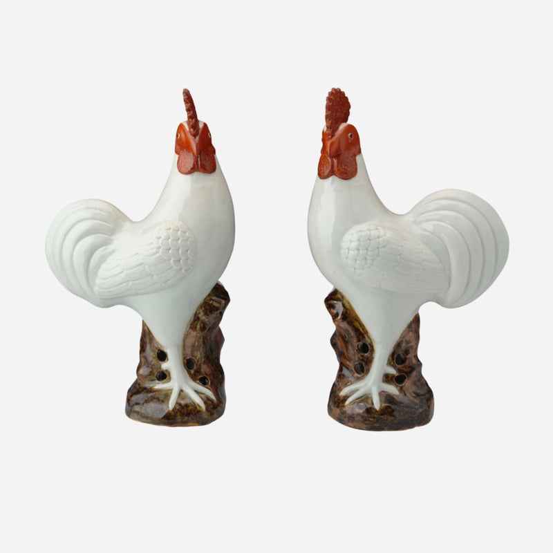 A Pair of Porcelain Roosters