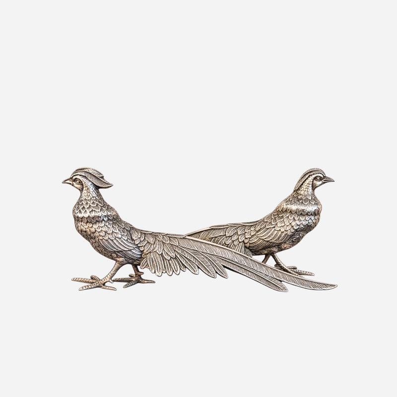 A Vintage Pair of Sterling Silver Pheasants Large