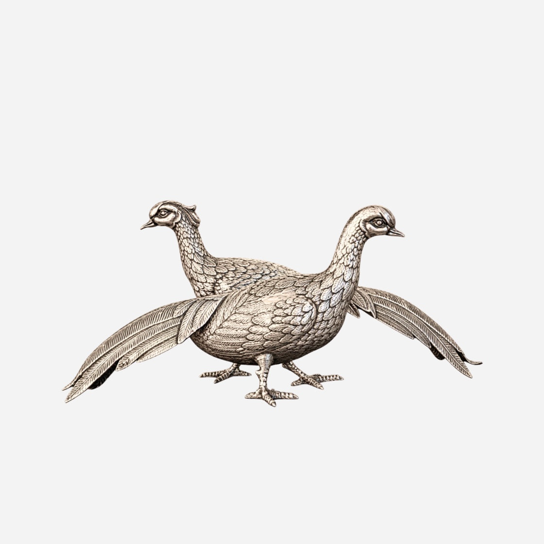 A Vintage Pair of Sterling Silver Pheasants Medium