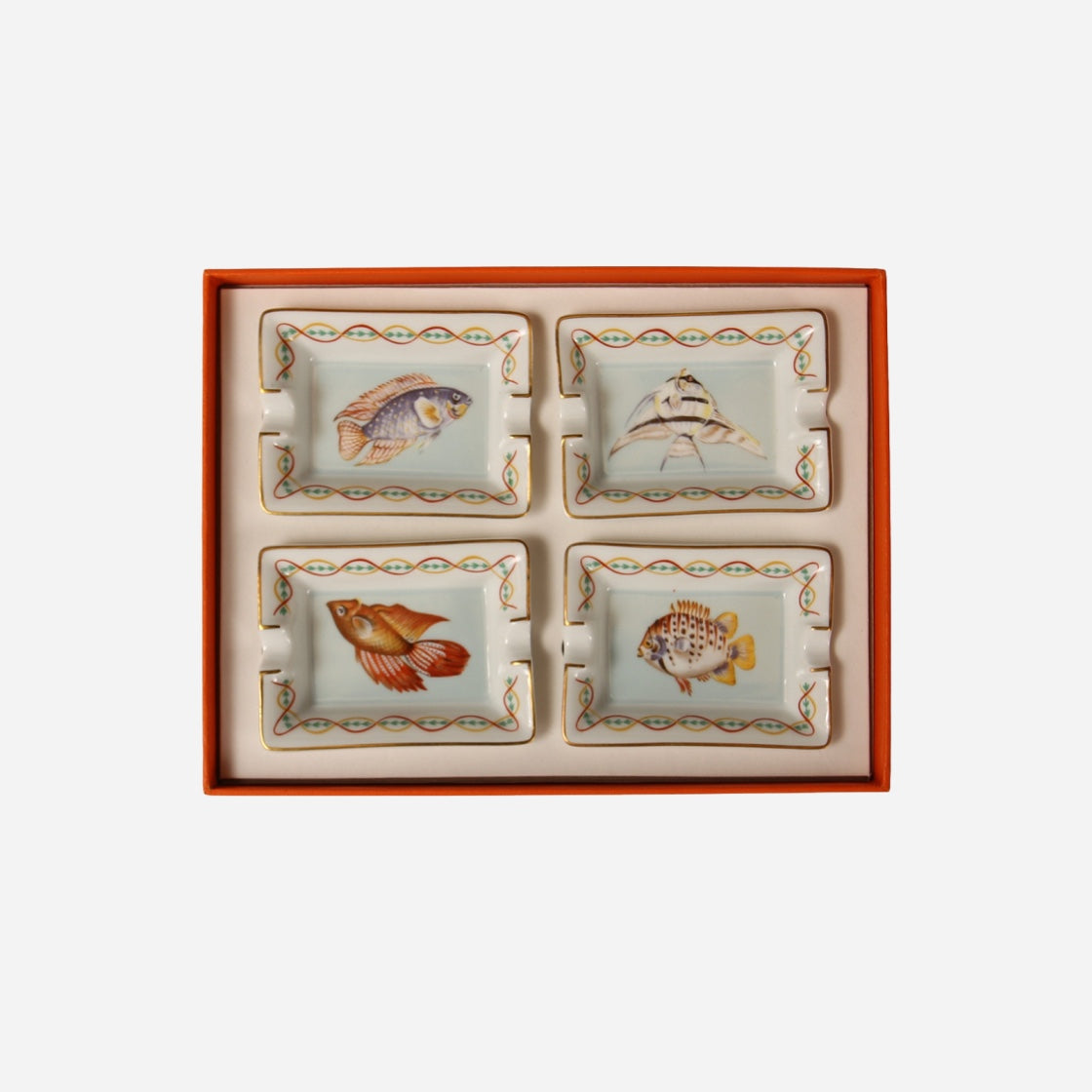 A Vintage Hermès Set of 4 Fish Ashtrays
