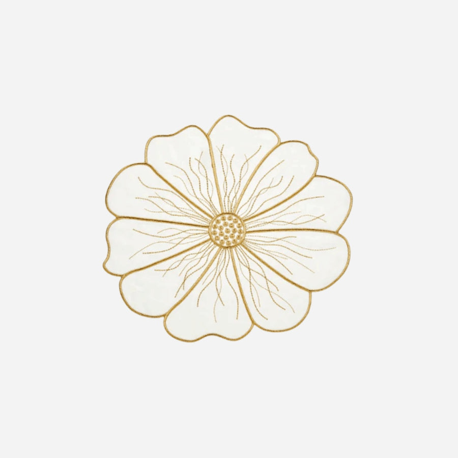 Bonadea Anemone Coaster White & Gold - Set of 4