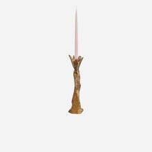 Load image into Gallery viewer, Antique Brass Palm Candlestick
