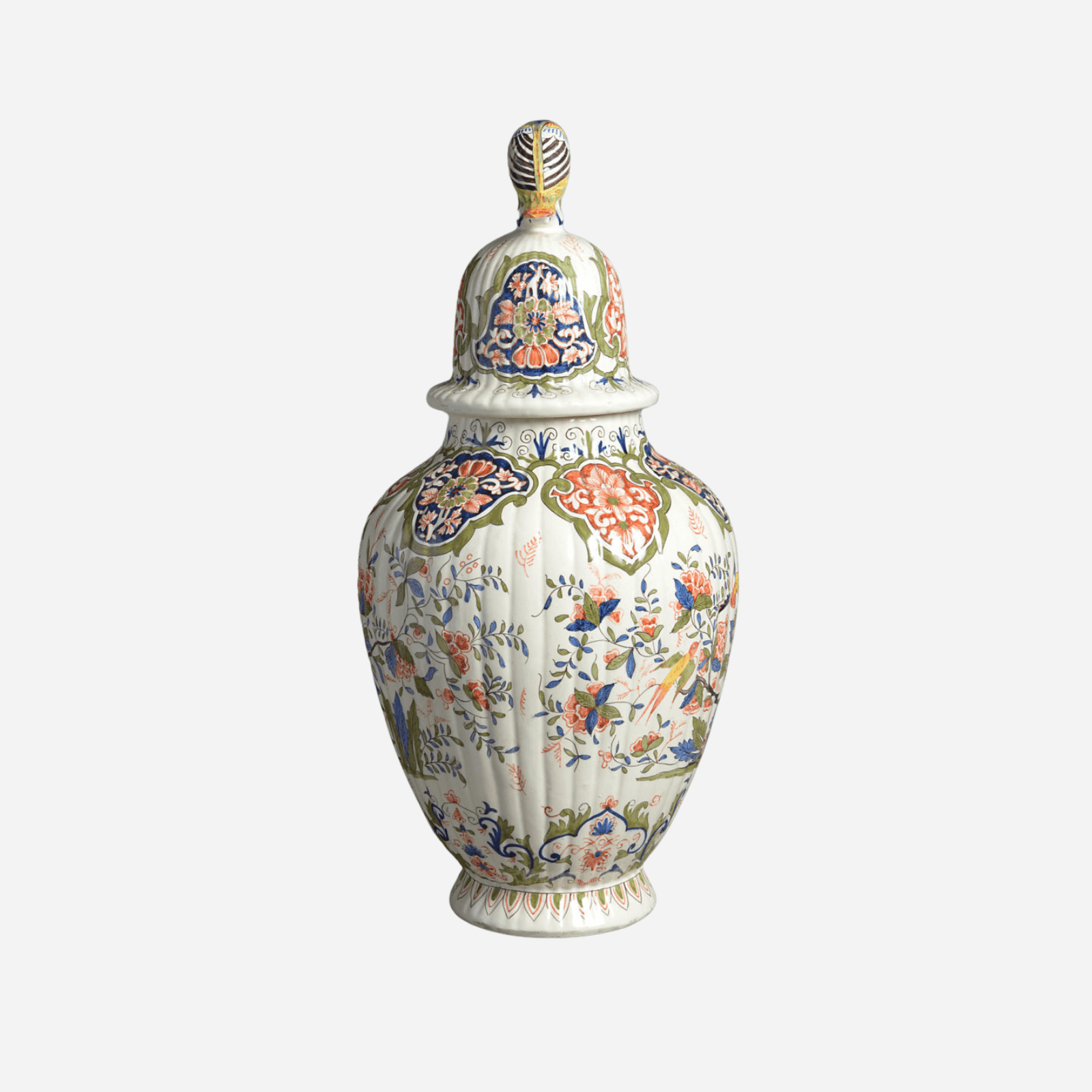 Bonadea | Antiques & Vintage | Antique Polychrome Delft Vase & Cover Bonadea | Antiques & Vintage | Antique Polychrome Delft Vase & Cover
