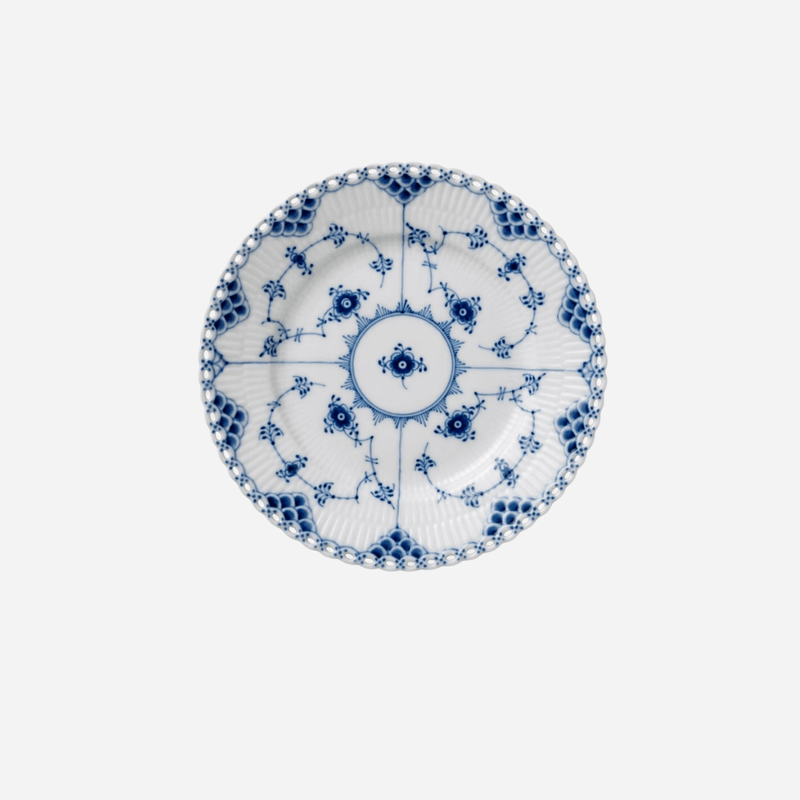 Antique Royal Copenhagen Blue Fluted Lace Dessert Plate - Set of 8
