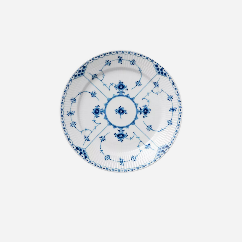 Antique Royal Copenhagen Blue Fluted Lace Dessert Plate - Set of 8