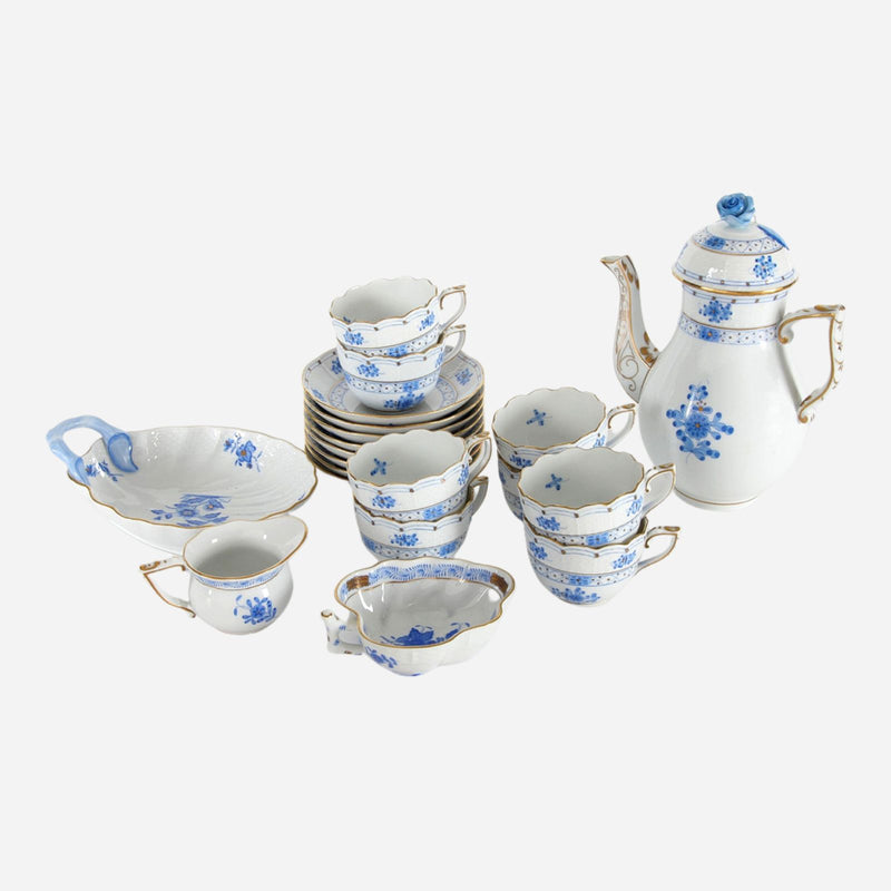 An Antique Herend Apponyi Blue Coffee Service