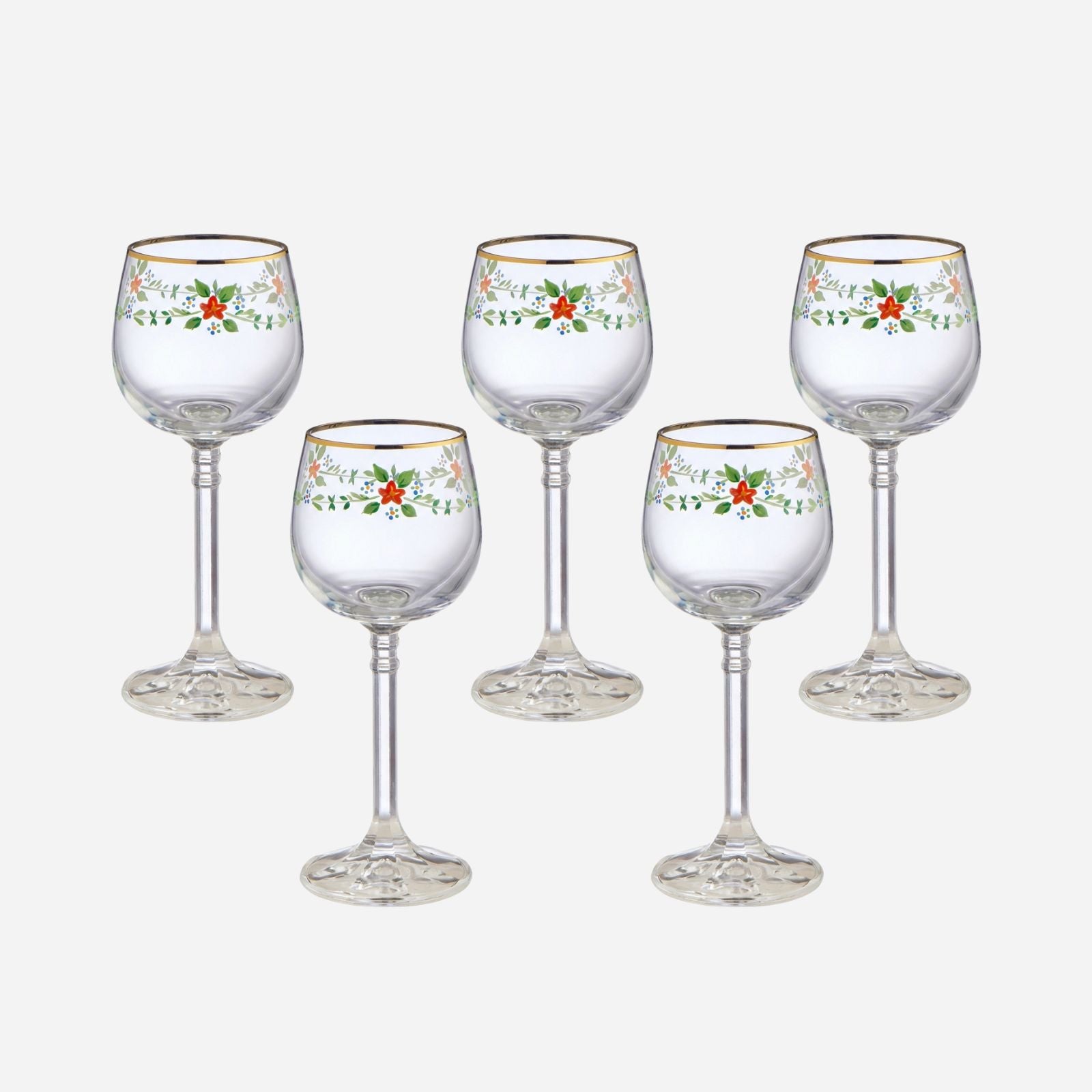 Antique Painted Liquor Glasses - Set of 5