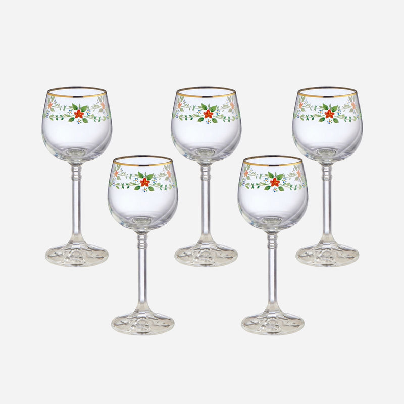 Antique Painted Liquor Glasses - Set of 5