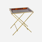 Vintage Faux Tortoise Shell Tray on Bamboo Brass Stand