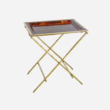 Vintage Faux Tortoise Shell Tray on Bamboo Brass Stand
