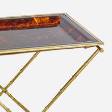 Vintage Faux Tortoise Shell Tray on Bamboo Brass Stand