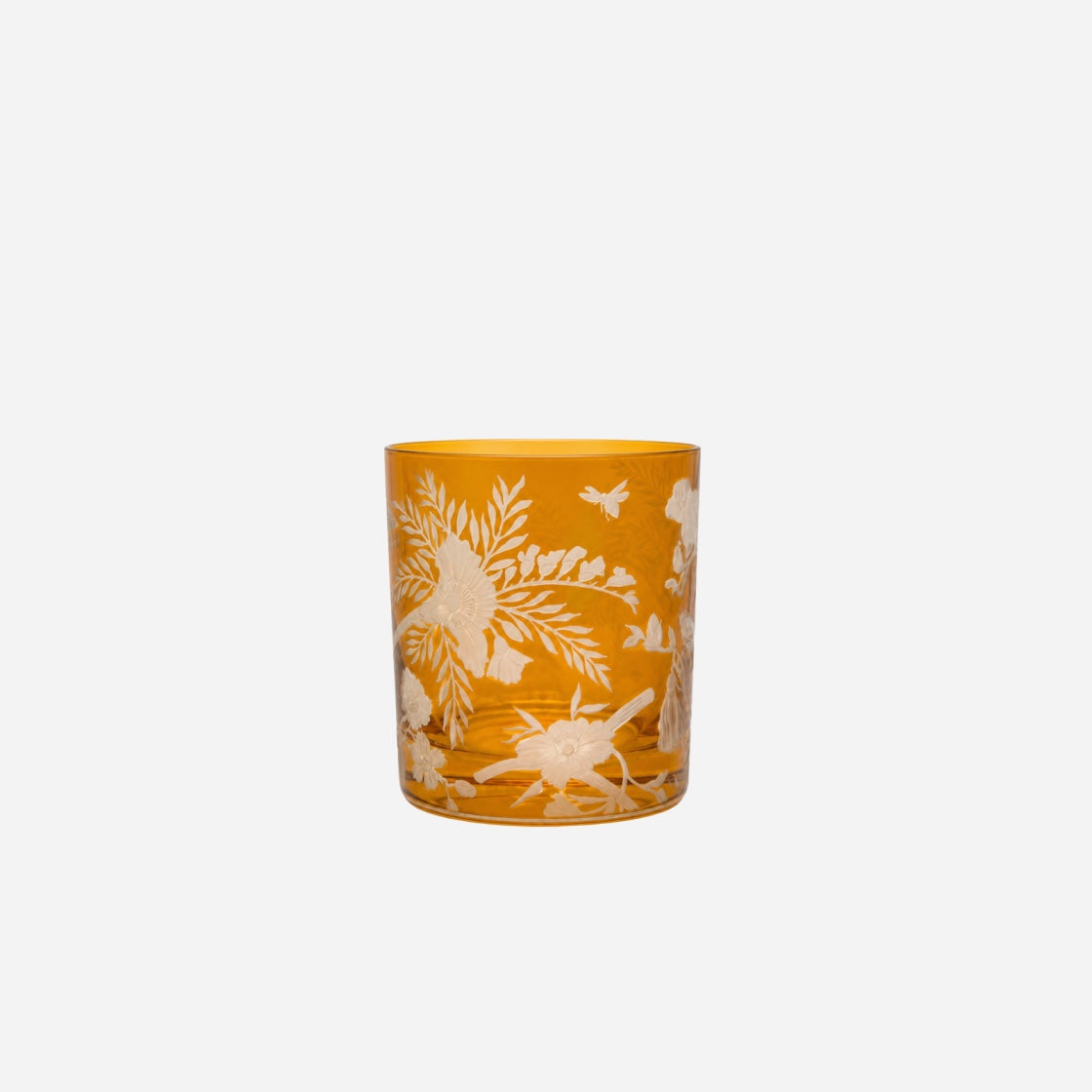 Chinoiserie Monkey Double Old Fashioned Tumbler Amber - Set of 2