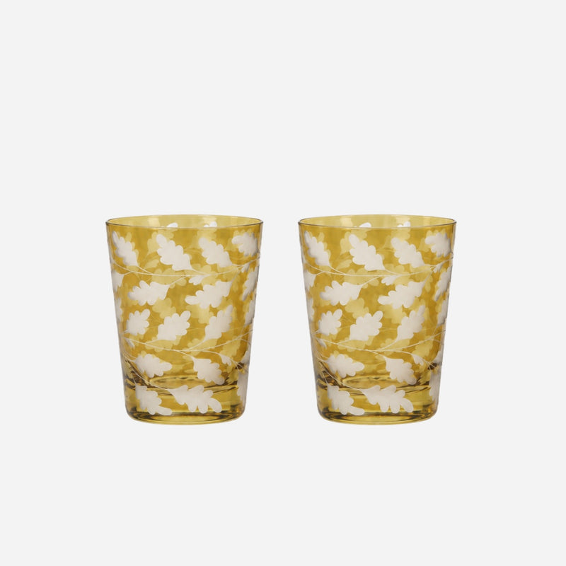Oak Leaves Medium Tumbler Taupe - Set of 2