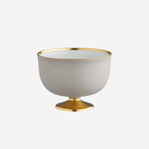 Schubert Gold Footed Light Grey Dessert Bowl