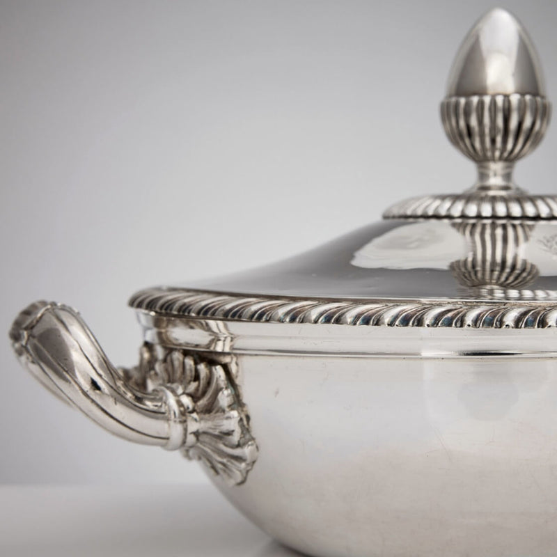 An Antique Pair of 19th Century French Silver Tureens with Dishes by Odiot à Paris