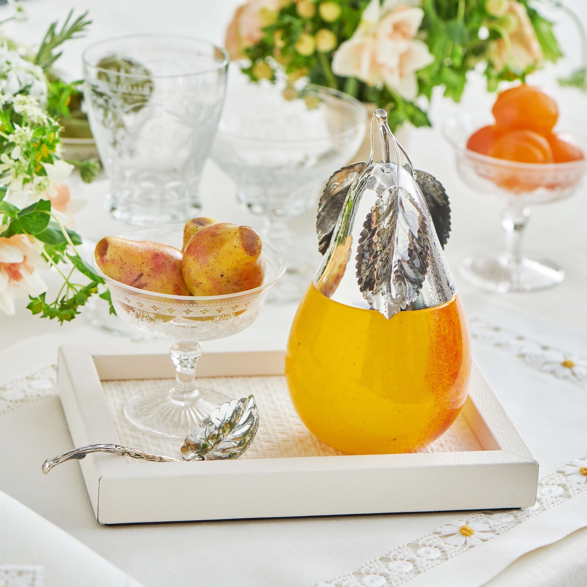 Murano Glass Yellow Pear Jam Jar