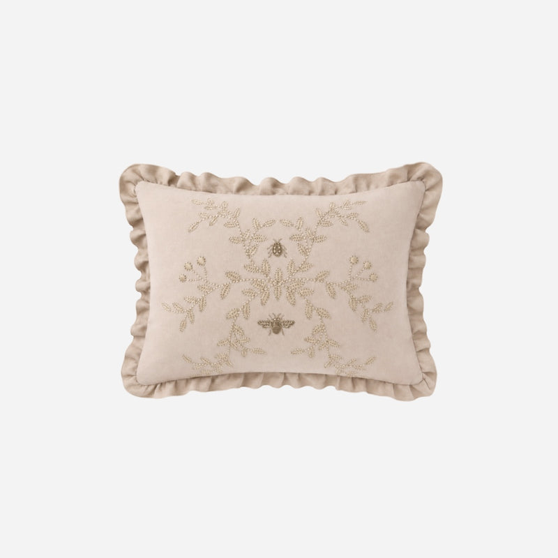 Honey Bee Hand-Embroidered Cushion