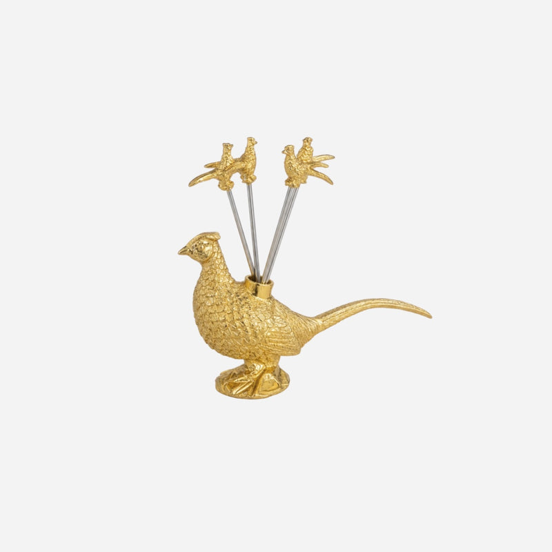 Pheasant Gold-Plated Cocktail Pick Holder