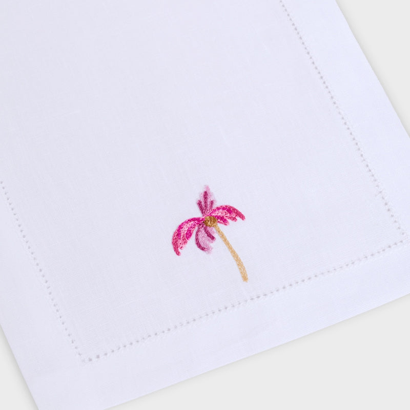 Pink Palm Cocktail Napkin - Set of 6